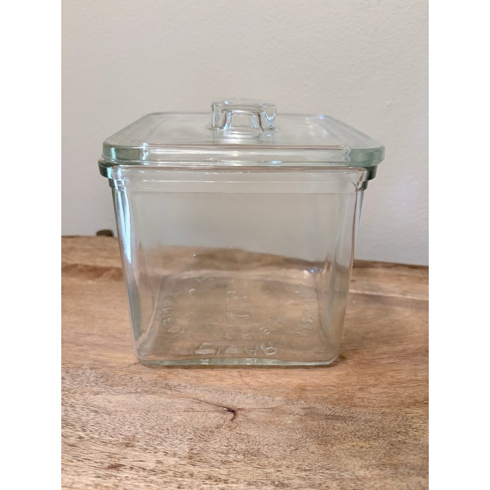 Rare Antique Square Mi Carmen Cigar Co Glass Humidor Wisconsin Tobacciana